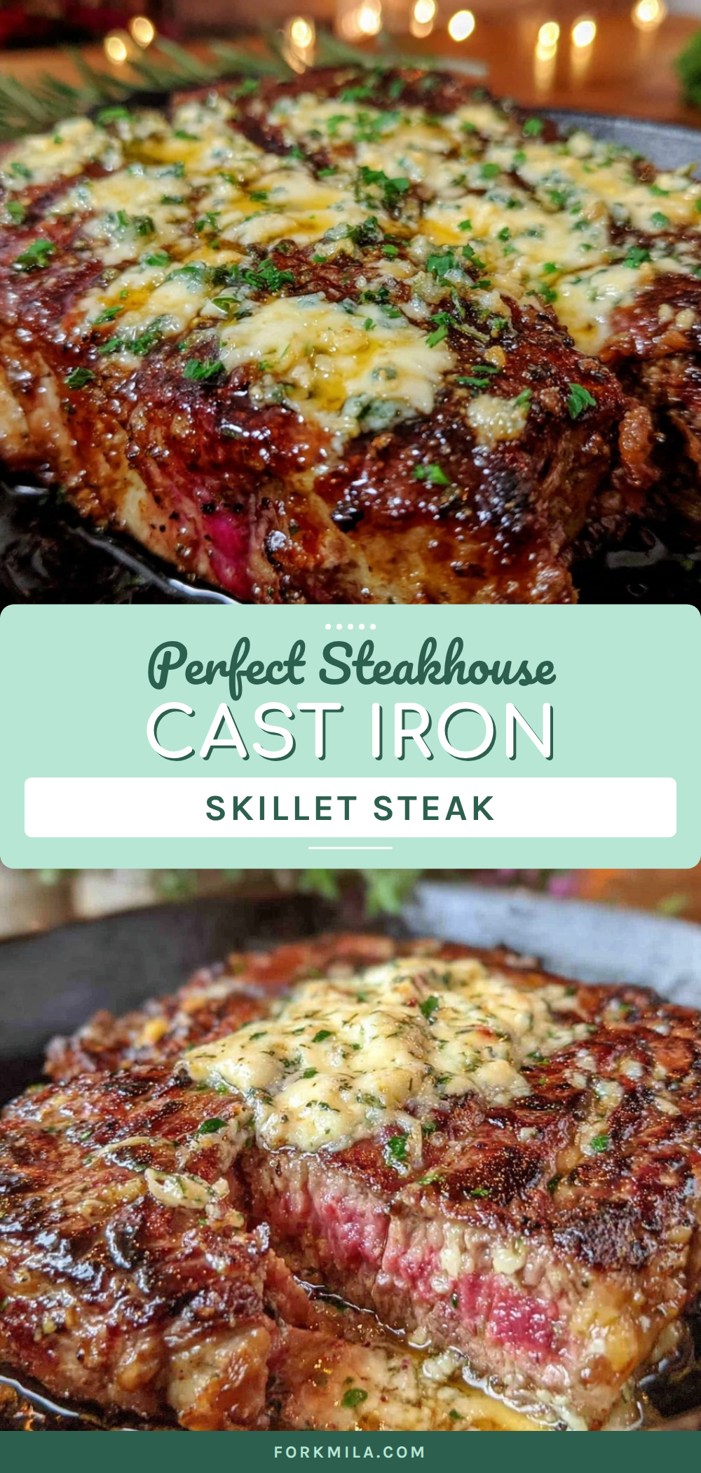 steakhouse cast iron skillet steak with blue cheese crust recipe